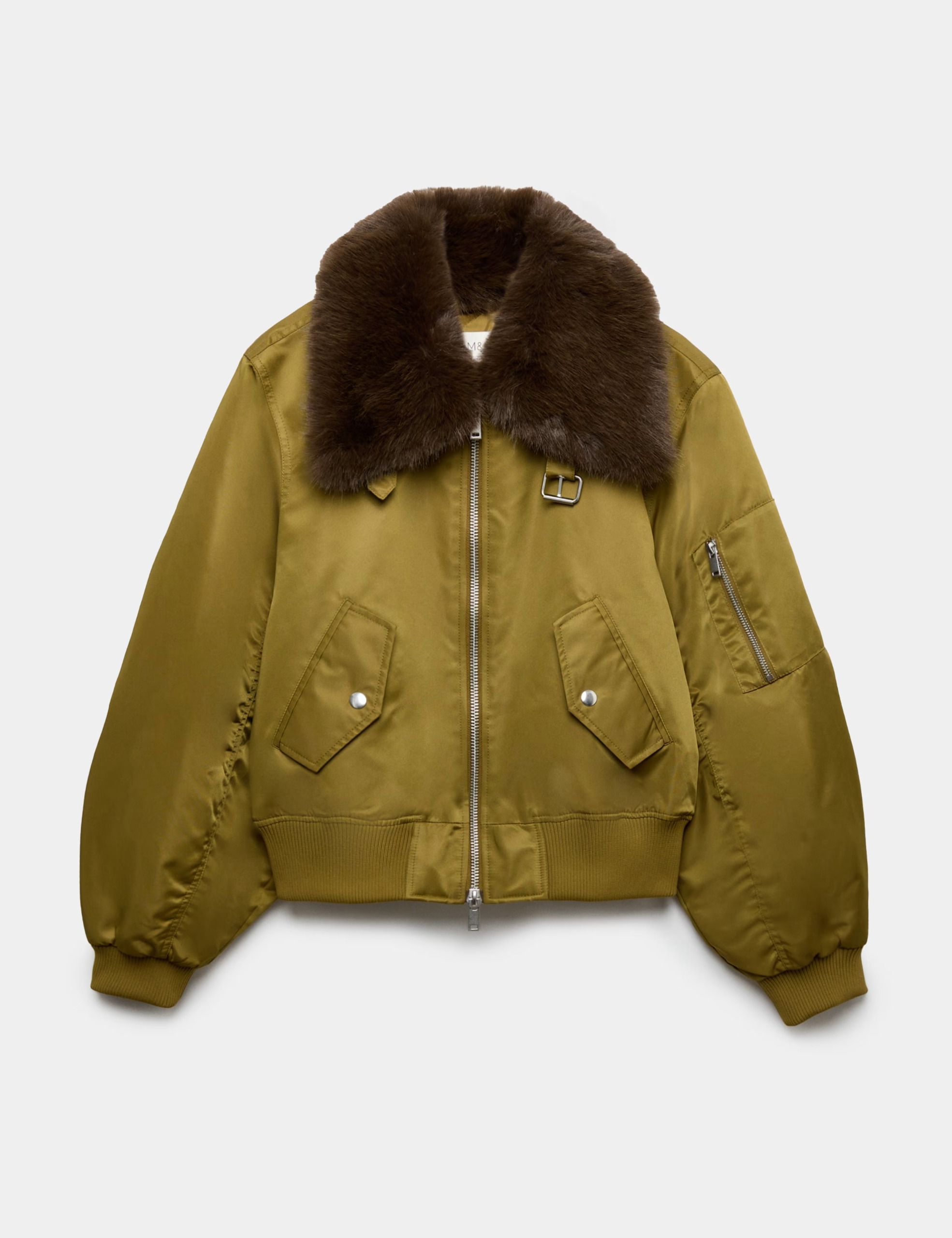 Marks and Spencer, Faux Fur Trim Flight Bomber Jacket
