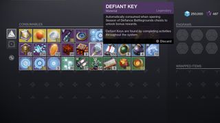 Destiny 2 Defiant Key in inventory