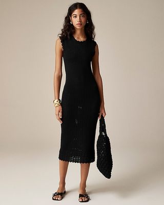 Crochet Open-Back Midi Dress