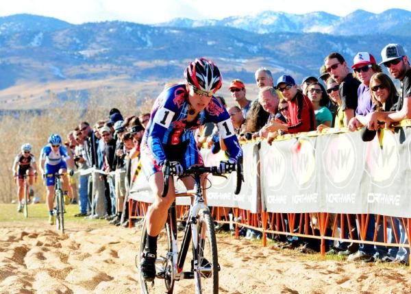 Katie Compton (Planet Bike) leading through the first sand pit.