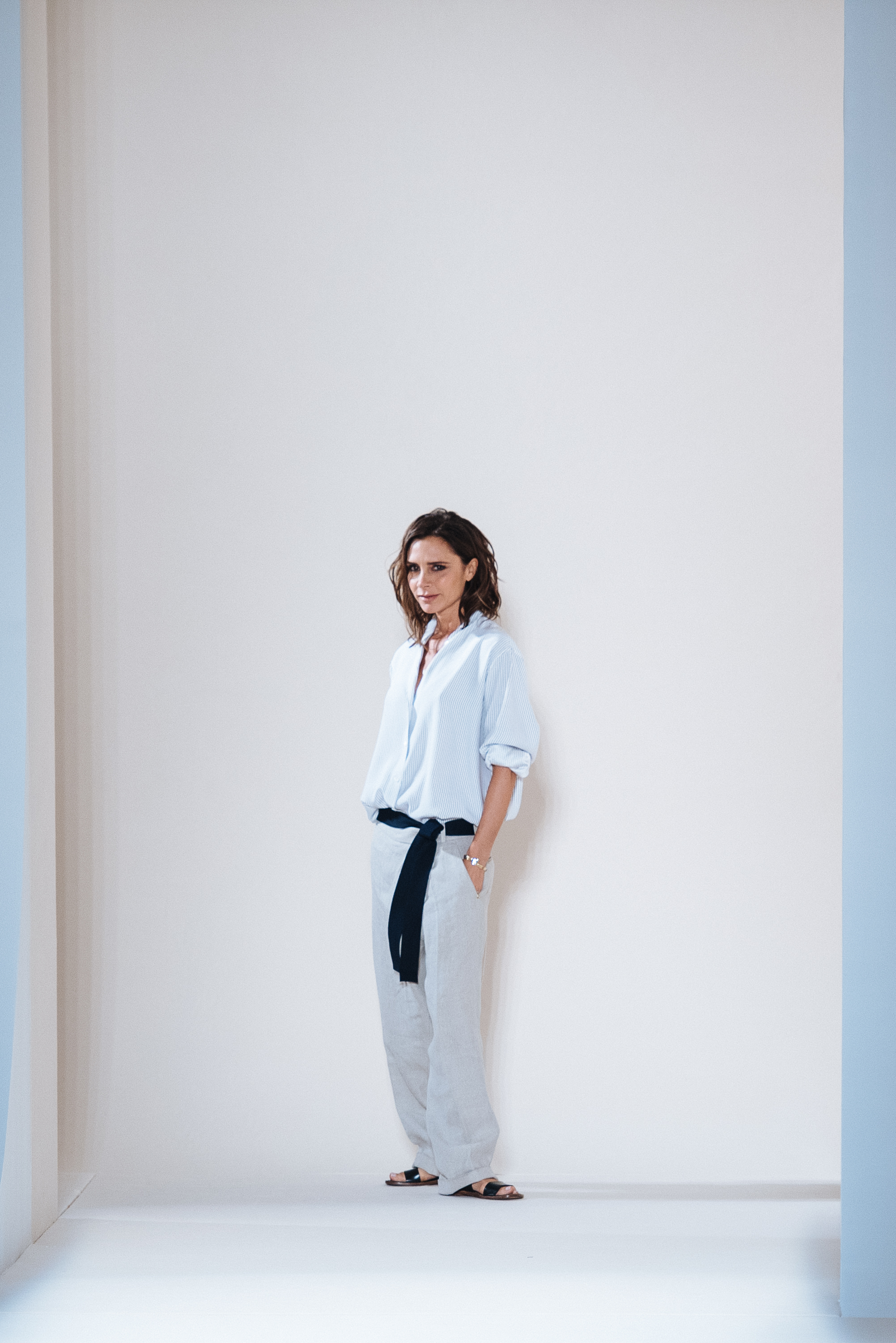 Victoria Beckham debuted her SS17 collection during New York Fashion Week at the historic Cipriani 25 Broadway on September 11. The event started with a moment of silence for 9/11 led by Beckham's husband David, son Brooklyn, and Anna Wintour (Photo by Kate Warren for The Washington Post via Getty Images)