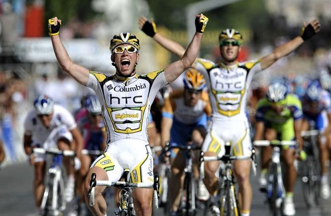 Mark Cavendish took his first of four consecutive Champs-Elysees stage wins in the 2009 Tour de France