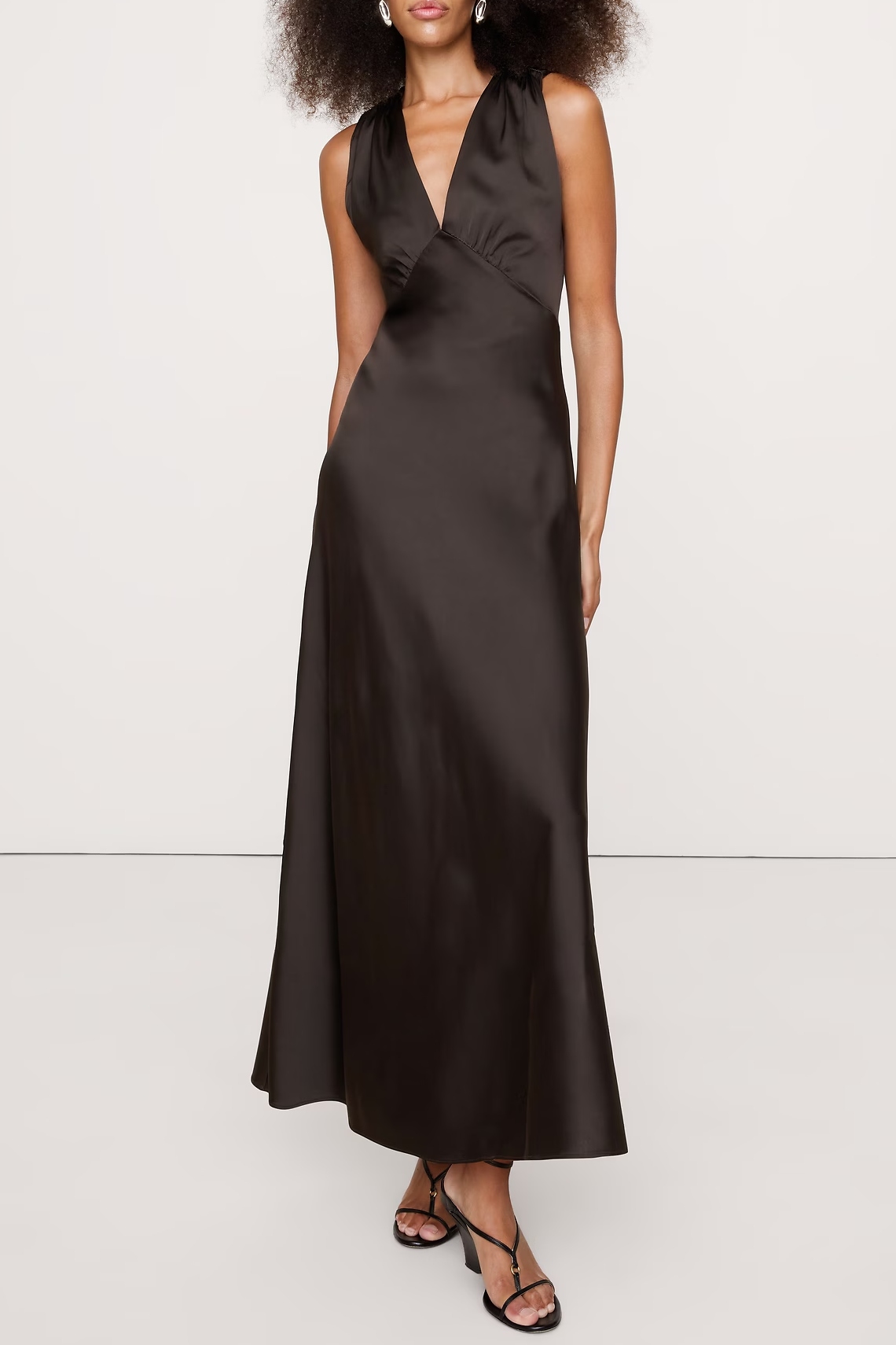 Banana Republic, Stretch-Satin Cross-Back Maxi Dress