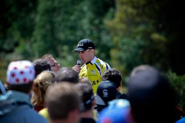 Levi Leipheimer (Mellow Johnny's) answers some questions for the crowd.