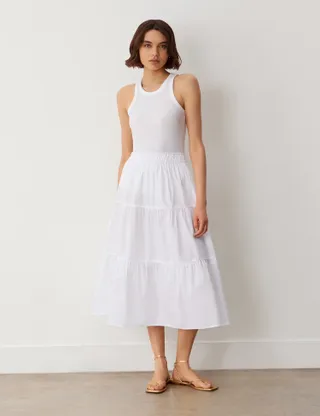 Finery London, Pure Cotton Midi Tiered Skirt