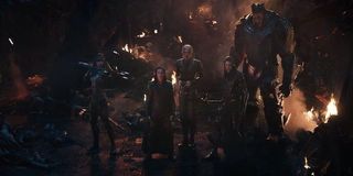 Avengers: Infinity War Tom Hiddleston Loki flanked by the Black Order