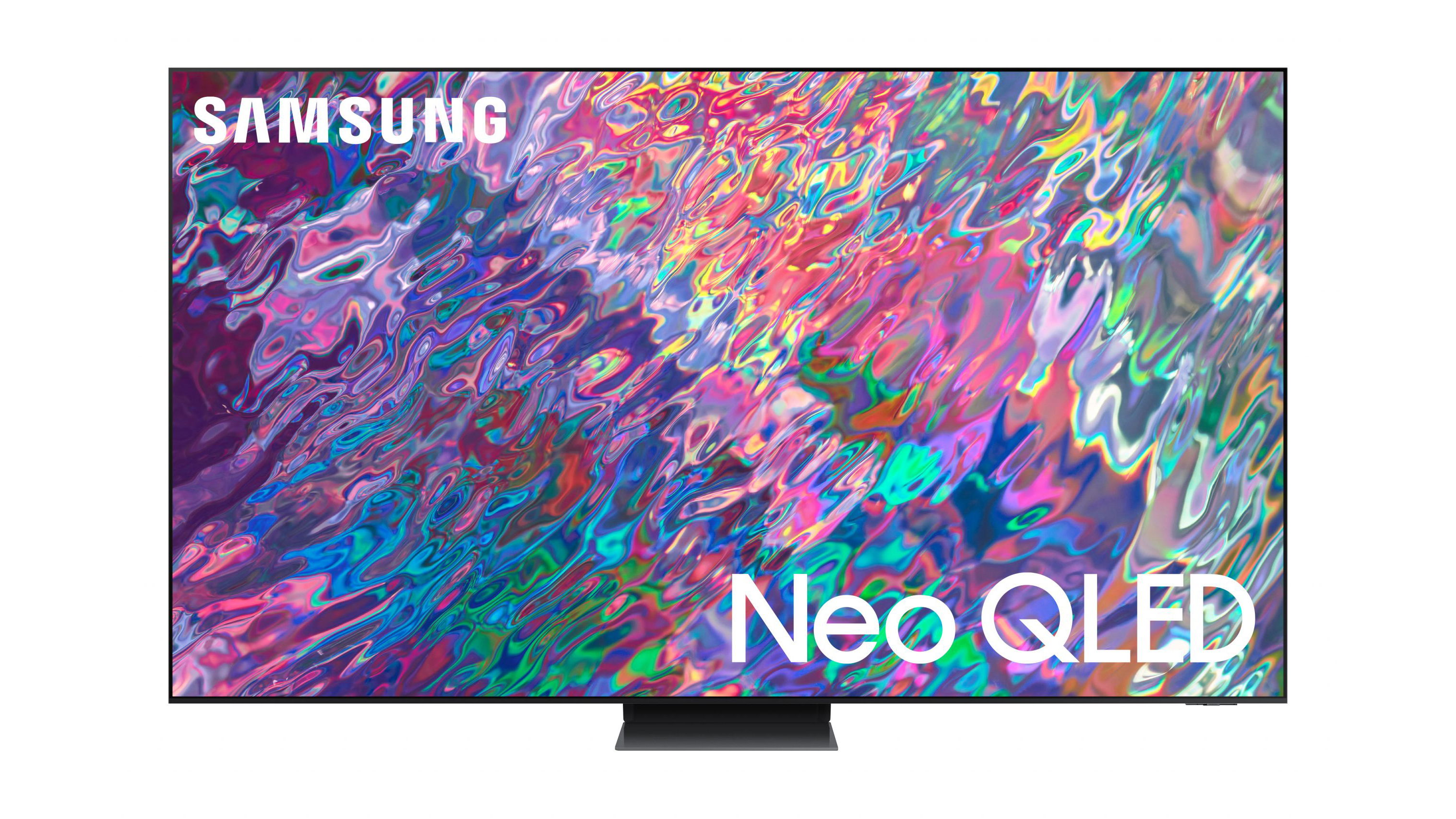 Televisor Samsung QN100B sobre fondo blanco.