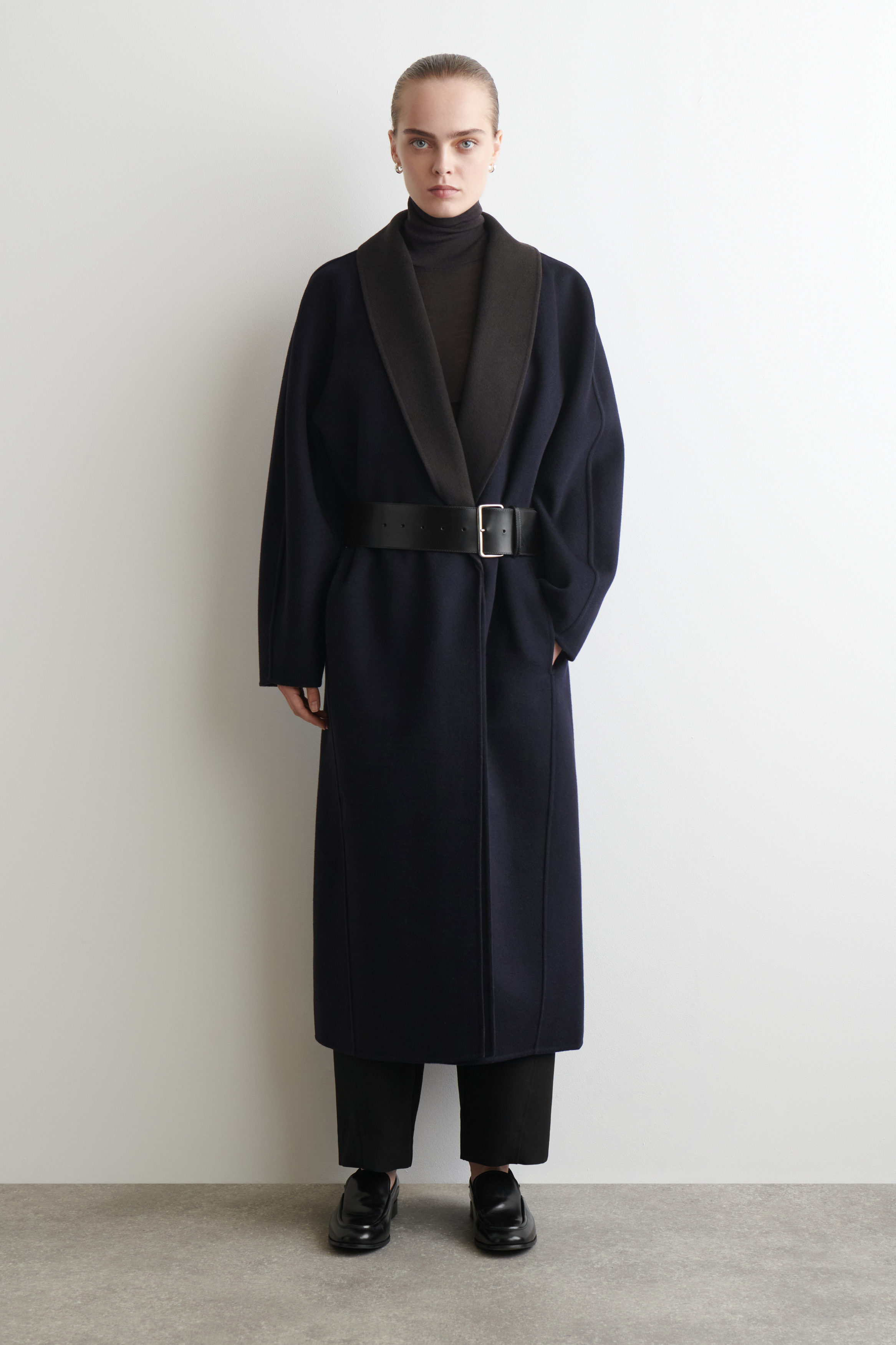 Double-Faced Wool Shawl-Collar Coat