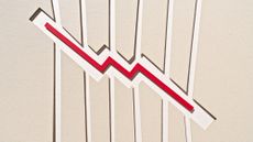 Red Line Chart Descending on Beige Background