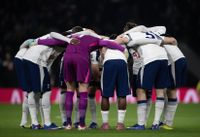 LONDON, ENGLAND - FEBRUARY 10: Tottenham Hotspur form a team huddle before the Premier League match between Tottenham Hotspur and Newcastle United at Tottenham Hotspur Stadium on February 10, 2026 in London, England. (Photo by Visionhaus/Getty Images)