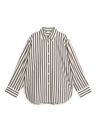 Relaxed Poplin Shirt - White/black - Arket Gb