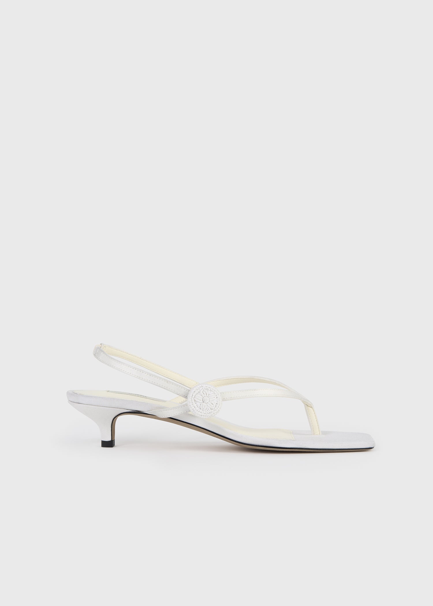 Slingback Satin Flip Flops Ecru - 35