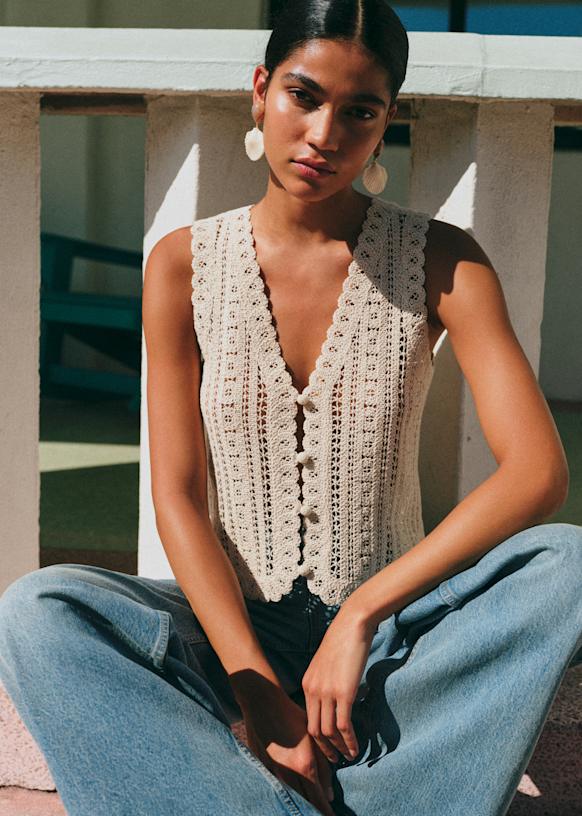 Sezane Palmina Blouse - Ecru - Organic Cotton - S&amp;eacute;zane