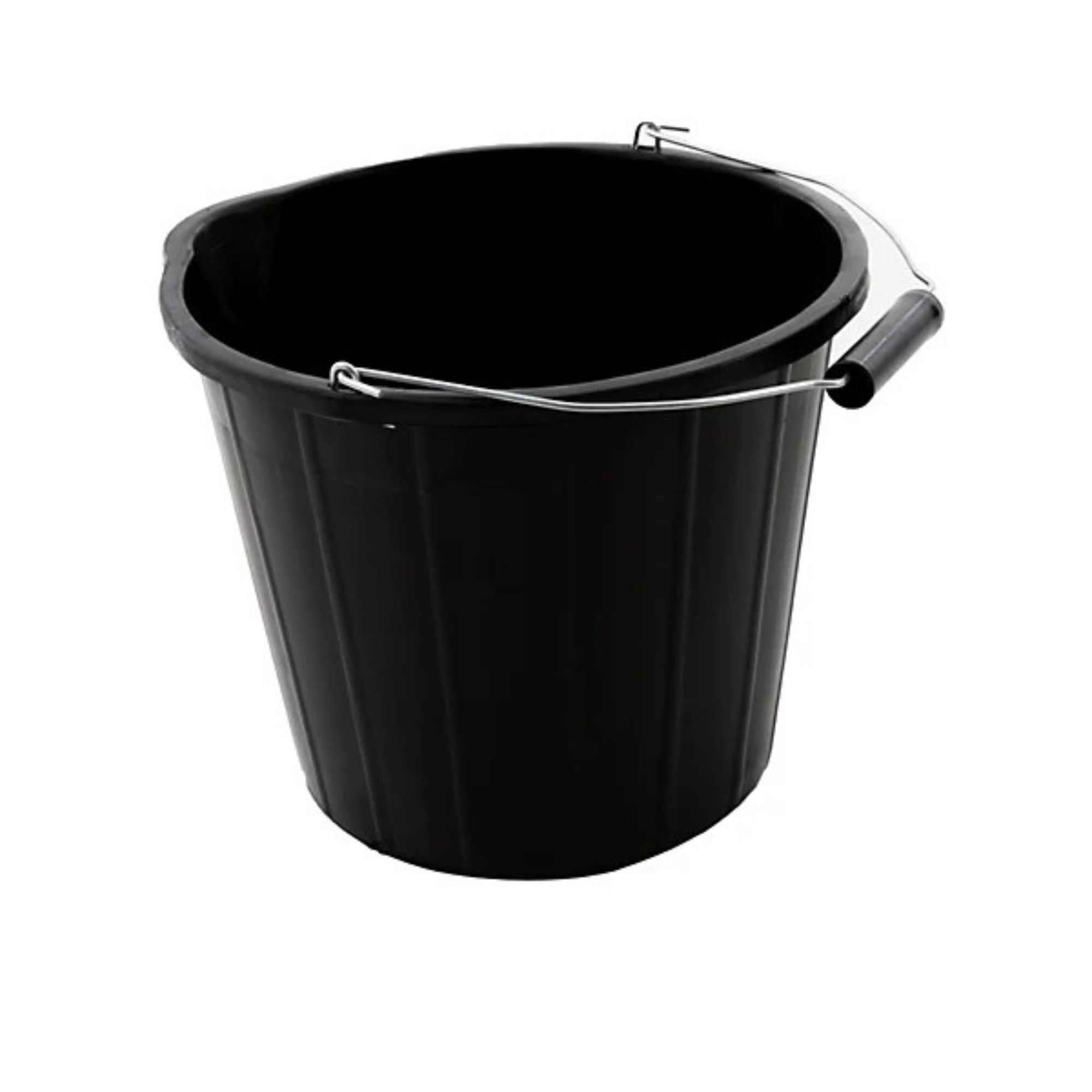 black plastic bucket 