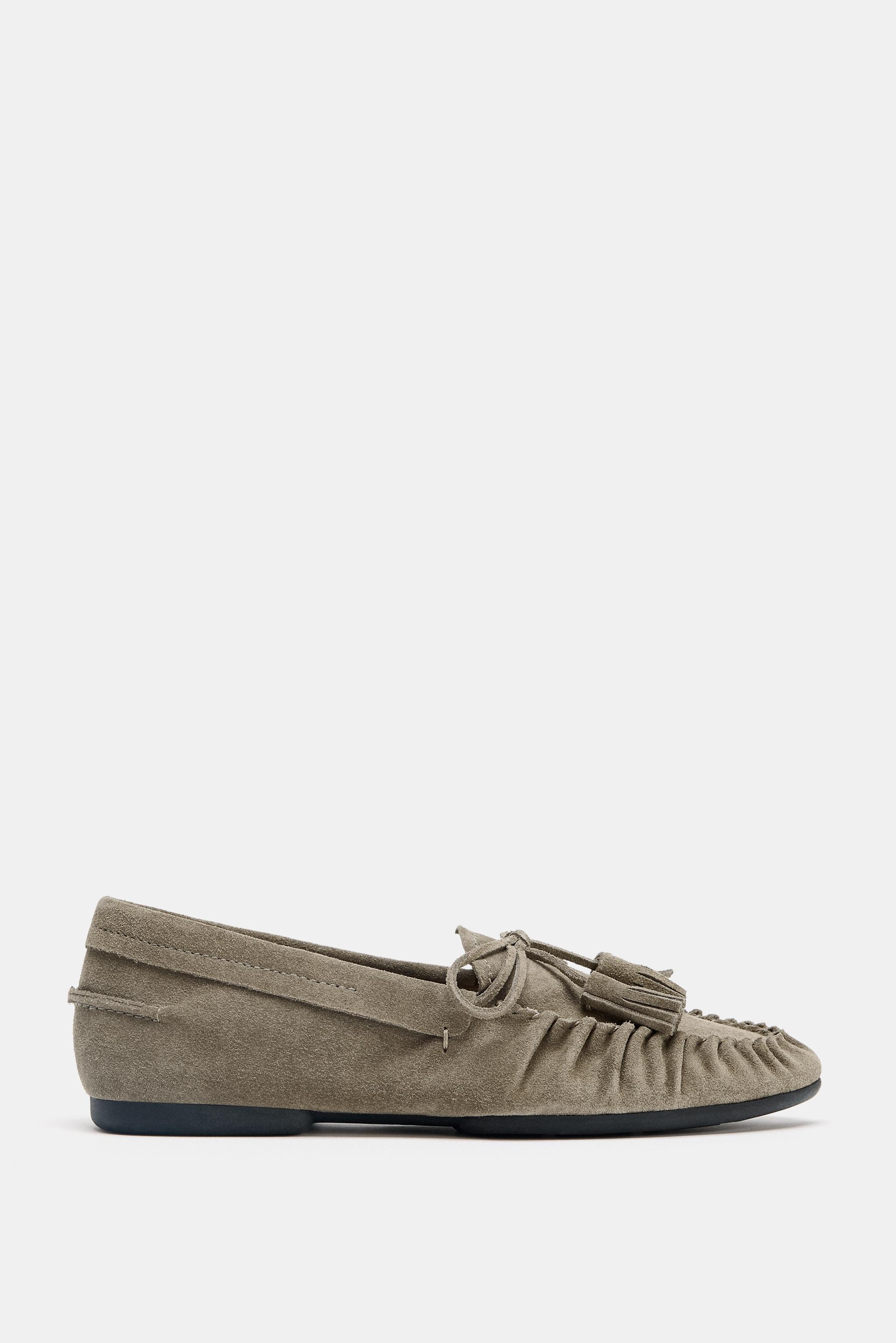 Split Leather Tassel Loafers