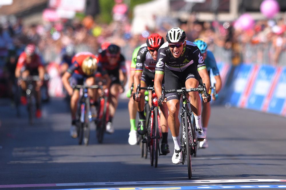 Omar Fraile (Dimension Data) produced a strong sprint to win in Bagno di Romagna