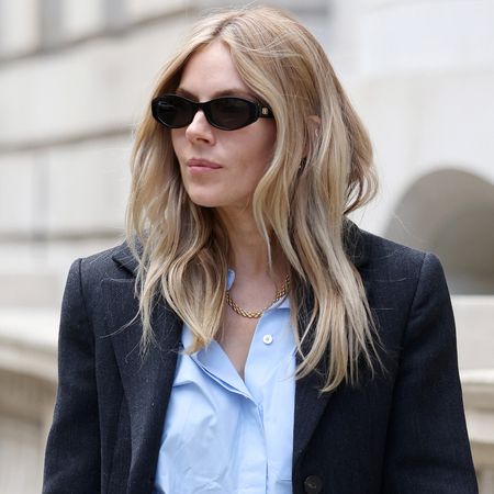 Sienna Miller styled a business-casual press tour look from Mango while promoting 'War'