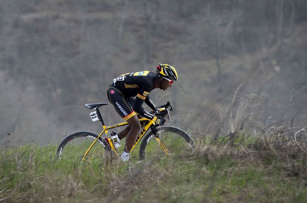 MTN-Qhubeka's Adrien Niyonshuti riding the 2014 Strade Bianche