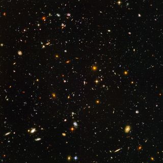 A Hubble Space Telescope image of the oldest galaxies it can observe.