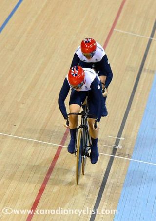 Jessica Varnish leads out Victoria Pendleton