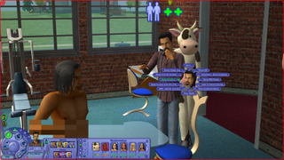 The Sims 2 - A sim radial interaction menu with bonus Shift+Click cheats enabled such as "make vampire"