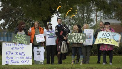 Anti-fracking protesters in Scotland