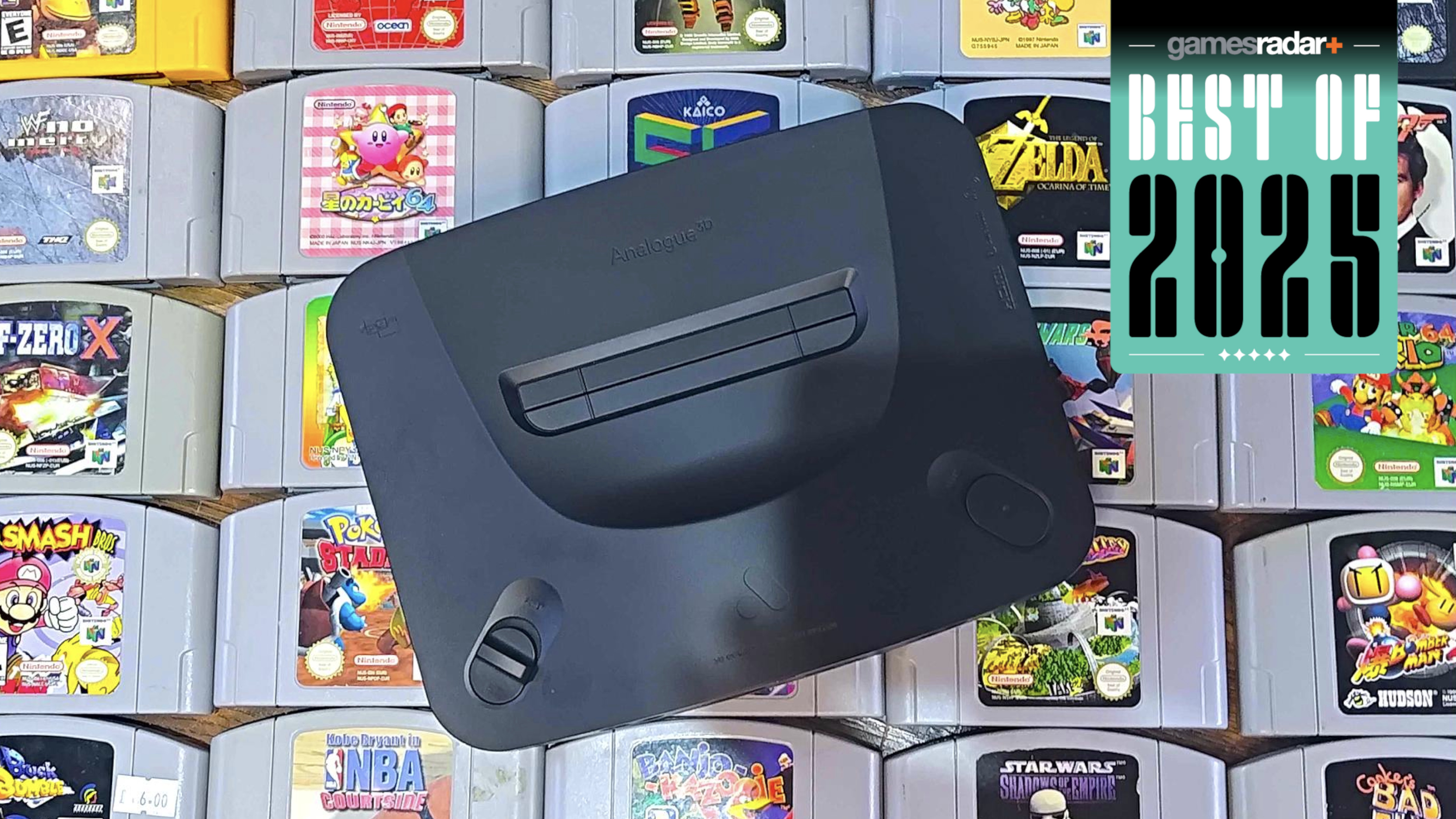 Analogue 3D on top of N64 carts with 'best of 2025' badge