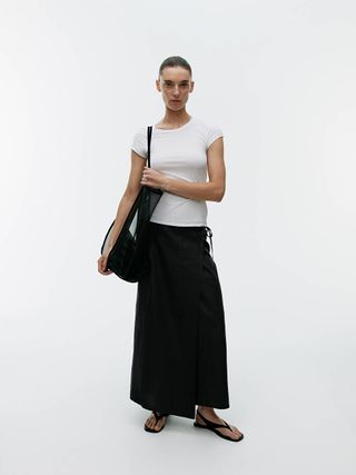 Linen Wrap Skirt - Black - Arket Gb