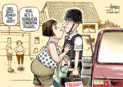 Political cartoon U.S. Republican National Convention delegate danger