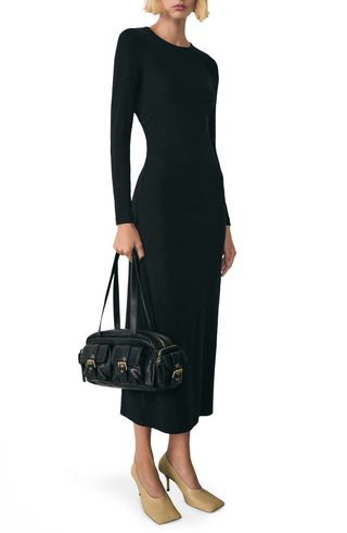 Basila Long Sleeve Stretch Cotton Midi Dress