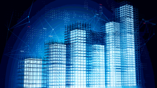 growing business bar graph with construction scaffold
