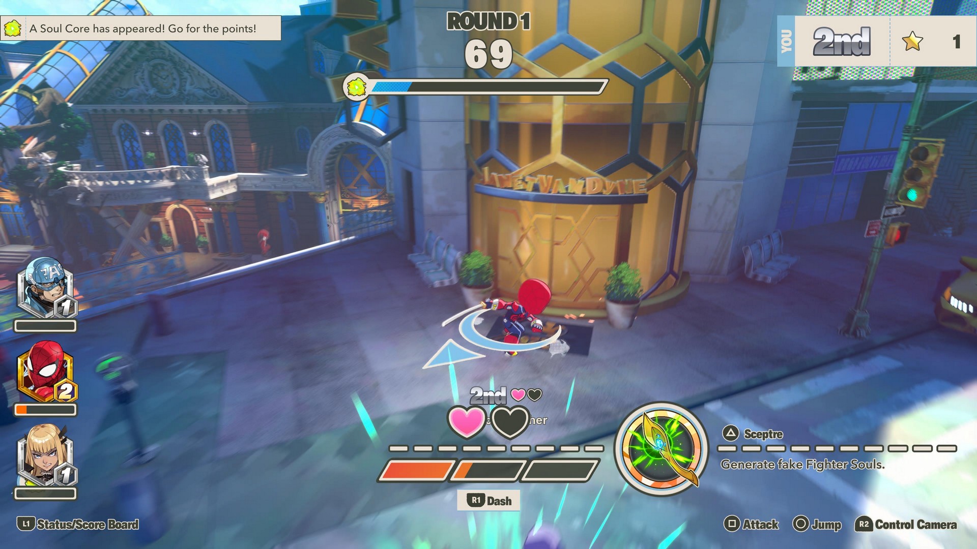 Running around the Arcadia Rumble in Marvel Tokon