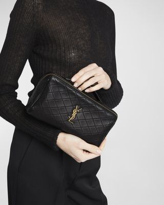 Vanity Case Ysl Top-Handle Bag in Quilted Smooth Leather