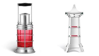 Asprey art deco style cocktail shakers lantern and pagoda shaped