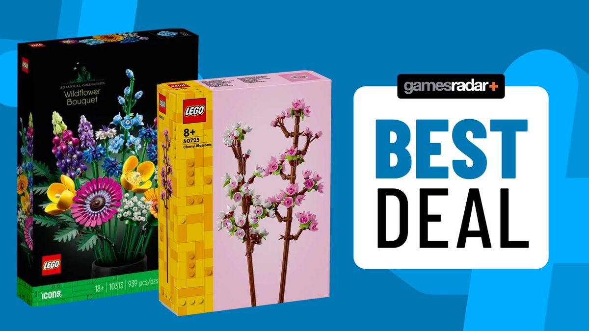 deals image with lego flowers on a blue background