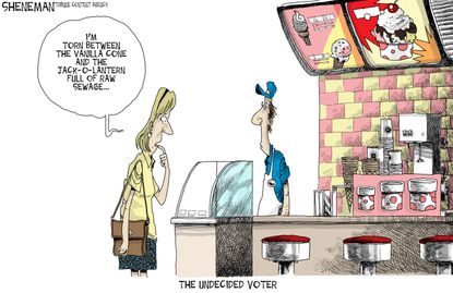 Political cartoon U.S. 2016 election undecided voters
