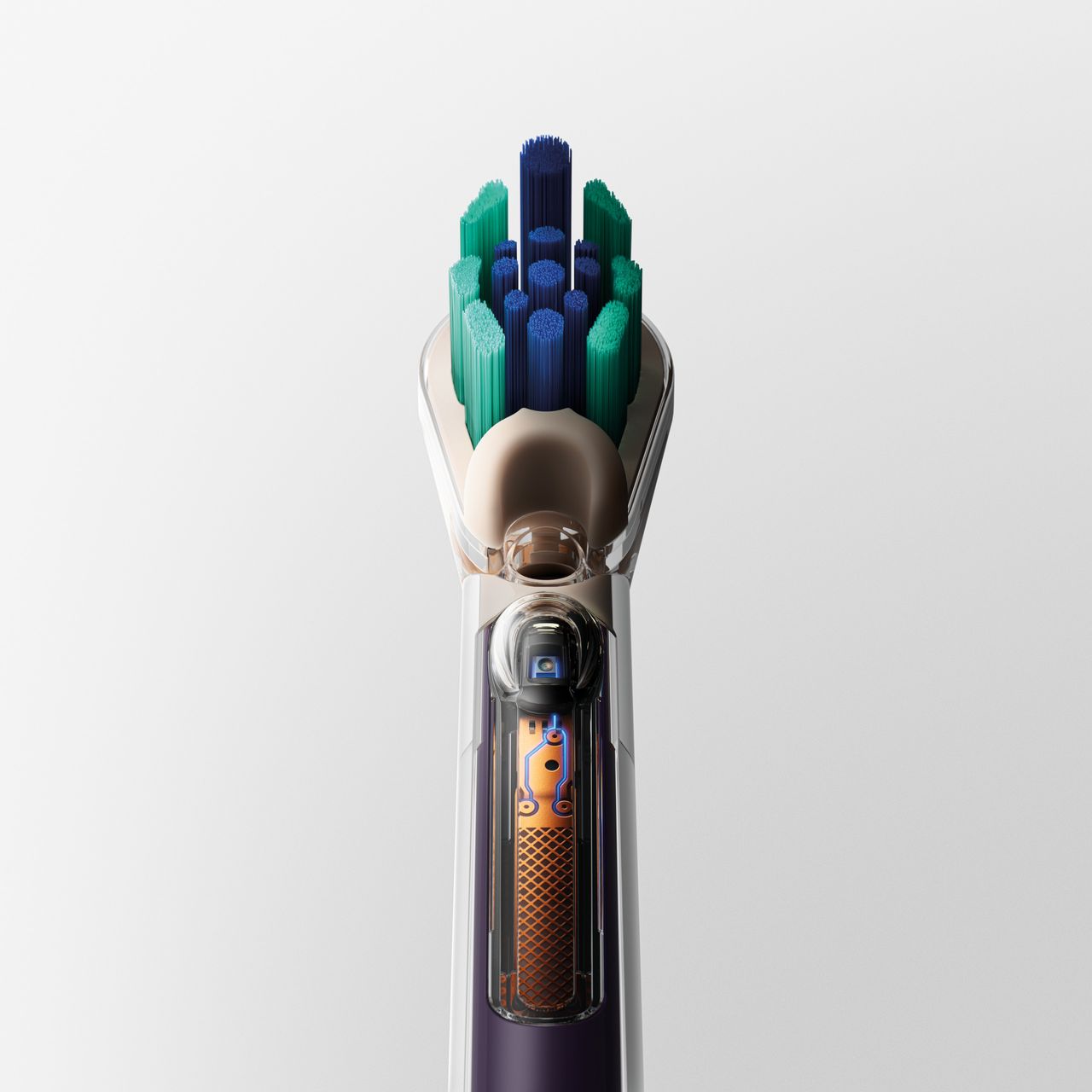 Detail views of the technology aboard the new Dyson CameraJet Toothbrush