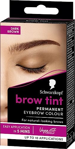 Schwarzkopf Eyebrow Tint, Permanent Eyebrow Colour, Eyebrow Dye Kit for Natural Looking Brows, Dark Brown