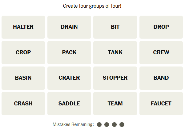 The New York Times Connections puzzle on January 11, 2026