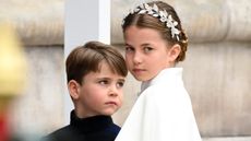Prince Louis and Princess Charlotte arrive at Westminster Abbey for the Coronation of King Charles III and Queen Camilla