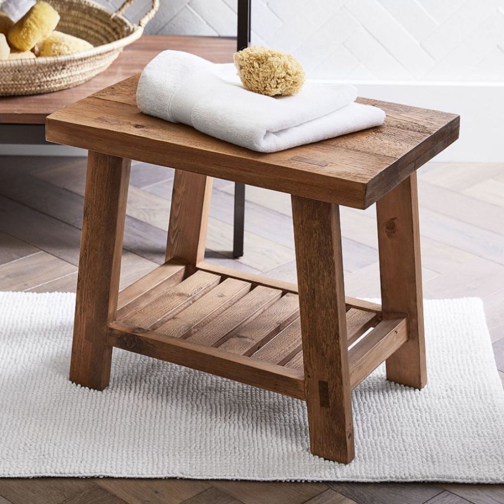 Wooden bathroom stool