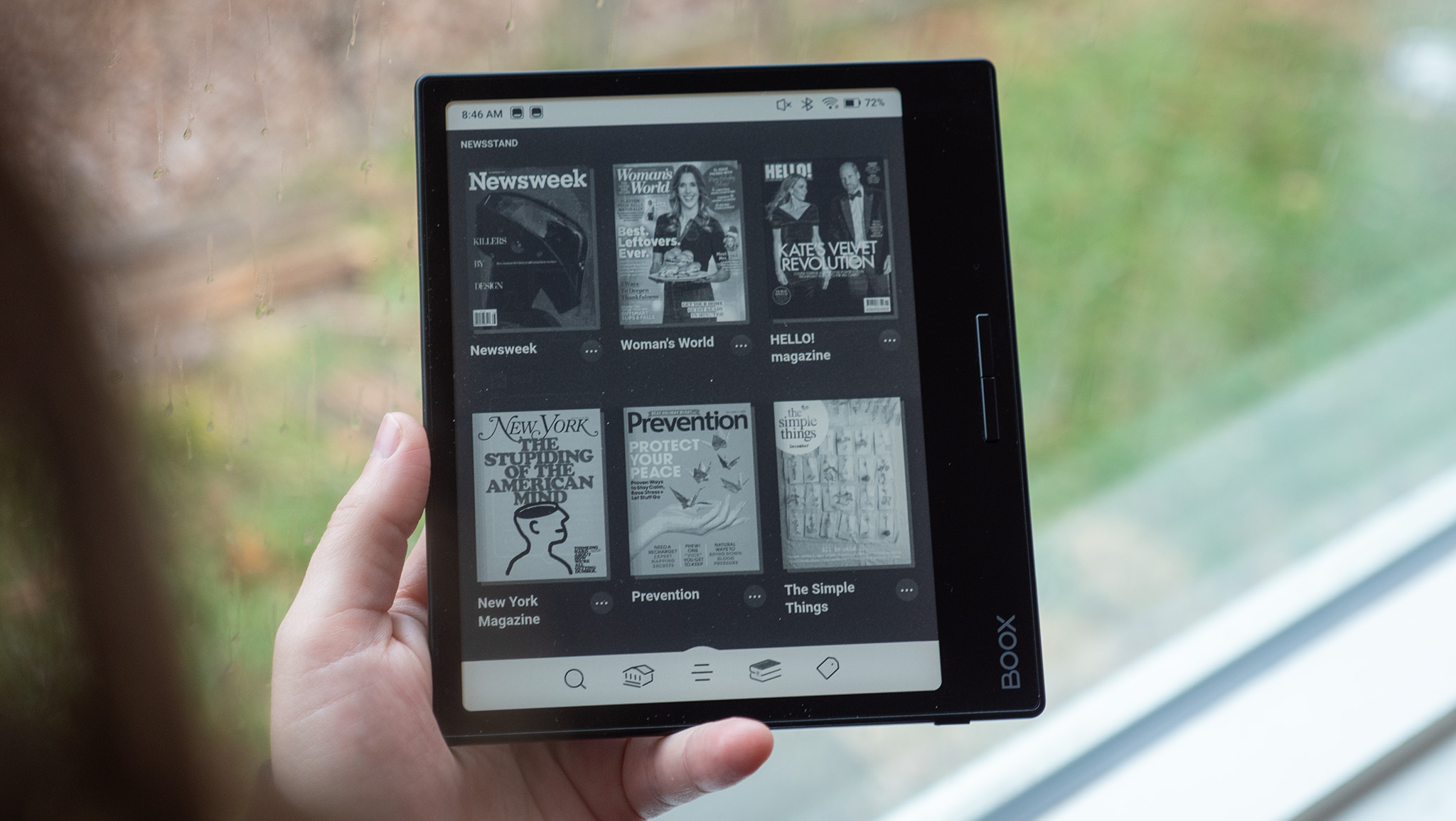 Browsing magazines on the Libby app on an Onyx Boox Page