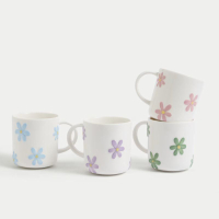 Set of 4 Embossed Floral Mugs | Was £20 now £12