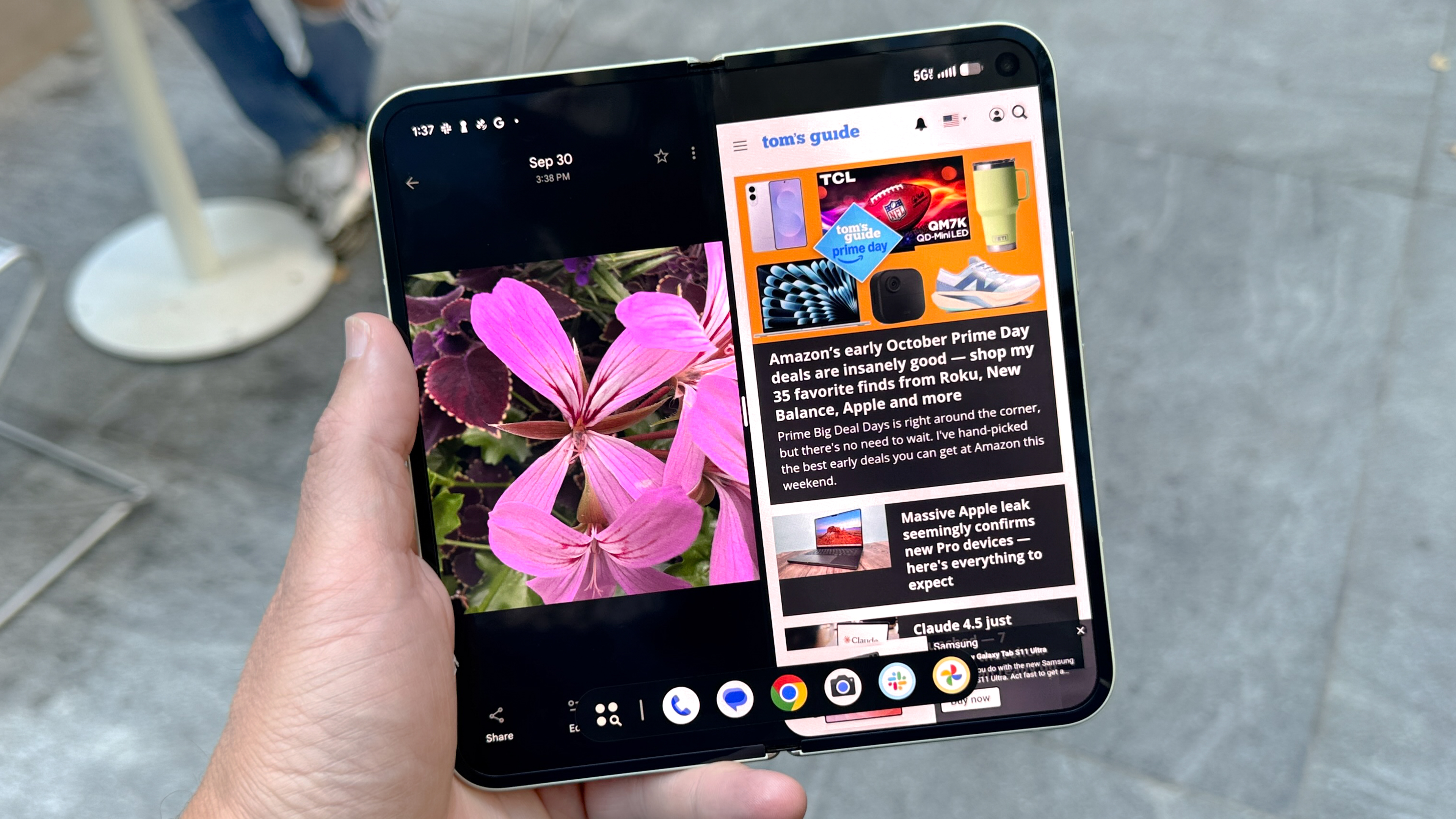 Pixel 10 Pro Fold shown in hand