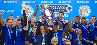 Leicester lift the Premier League trophy in 2016