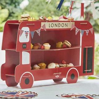 jubilee decoration London Bus themed cake stand
