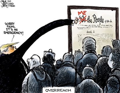 Political Cartoon U.S. Trump national emergency constitution