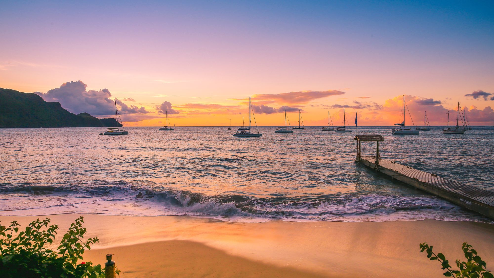 boats at sunset, Bequia