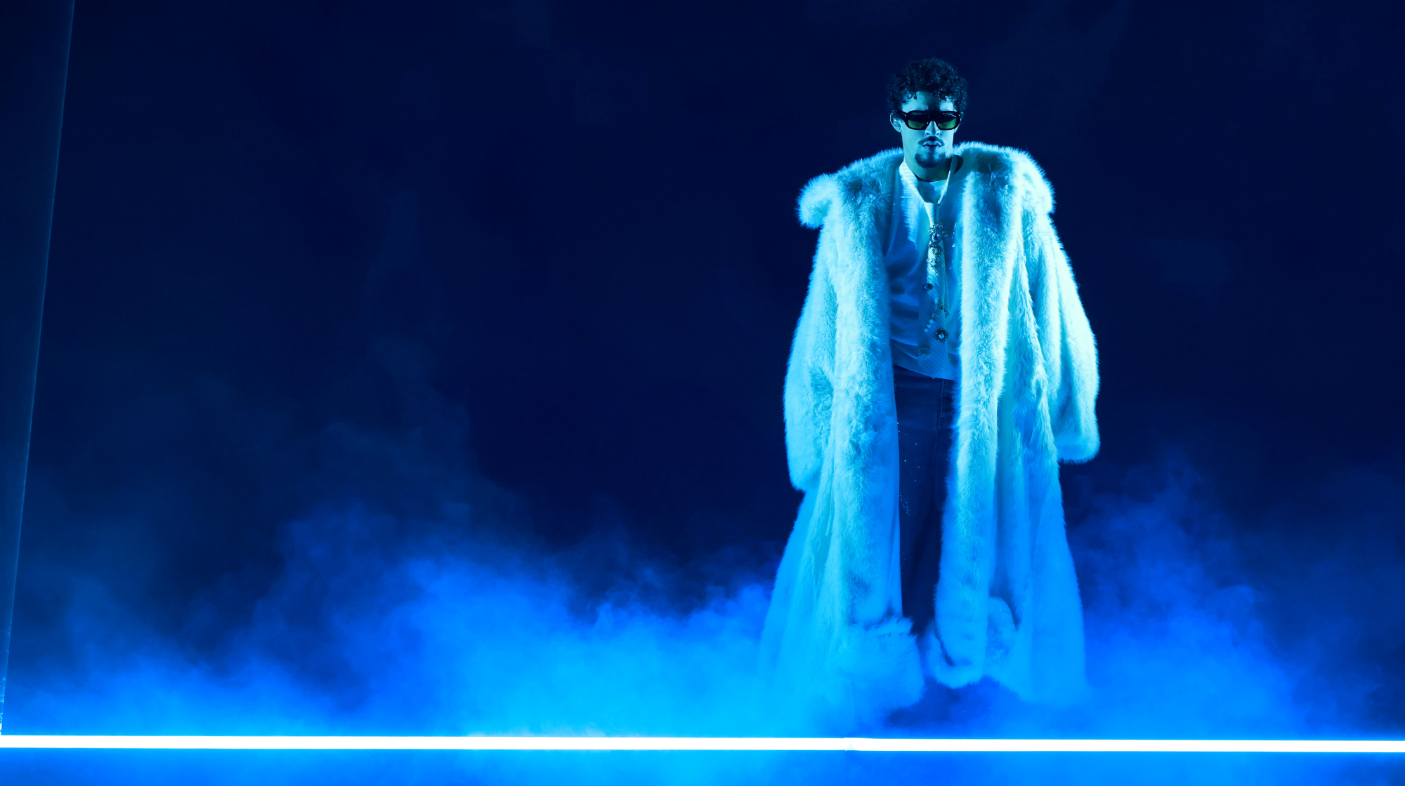 LOS ANGELES, CALIFORNIA - MARCH 17: (FOR EDITORIAL USE ONLY) Bad Bunny performs onstage at the 2025 iHeartRadio Music Awards at Dolby Theatre in Los Angeles, California on March 17, 2025. Broadcasted live on FOX. 