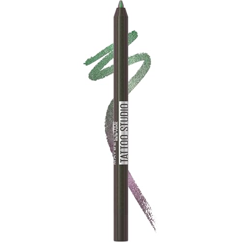 Maybelline Tattoo Studio Long-Lasting Sharpenable Eyeliner Pencil, Glide on Smooth Gel Pigments With 36 Hour Wear, Waterproof, Aurora Flip, 1 Count